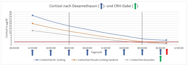 Cortisol nach Dexamethason- und CRH-Gabe